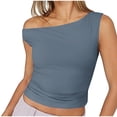 thumbnail image 6 of Tank Tops for Women under $5 Plus Size Round Neck Sleeveless Solid Camisole Summer Tank Navy XL, 6 of 6