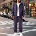 thumbnail image 2 of Men's 2 Piece Hooded Windbreaker Suit Jacket and Cargo Pants Lightweight Zip Up Multi Pocket Sports Outfit, 2 of 3