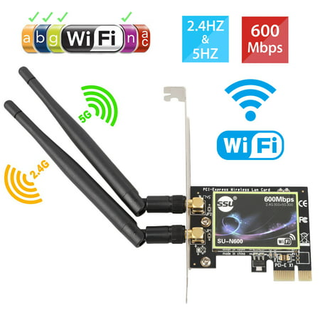 Bluetooth WiFi Card, EEEkit 600Mbps 2.4GHz/5GHz Dual Band PCIe Express 802.11 a/b/g/n Bluetooth Adapter Network Card WLAN WiFi Adapter for Desktop PC (Best Settings For Broadcom 802.11 N Network Adapter)