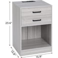 thumbnail image 6 of AMUZER Set of 2 Nightstand with Charging Station & 2 Drawers, Modern End Side Table for Bedroom Living Room, Grey, 6 of 7