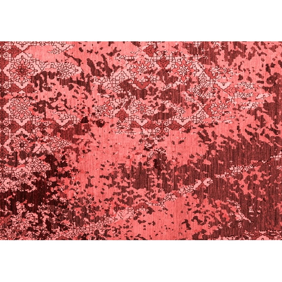 Ahgly Company Indoor Rectangle Abstract Red Modern Area Rugs, 2' x 5'
