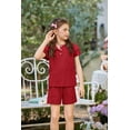 thumbnail image 3 of Arshiner Girls Summer Outfits 2 Piece Sets Ruffle Short Sleeve Button Down Shirts and Shorts Set Kids Clothes with Pockets, 3 of 7