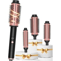Zcvtbye Curling Brush 3 in 1 Thermal Brush Set , Fast Heating Hot Brush, Interchangeable Curling，Ceramic Curling Wand