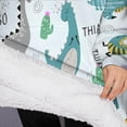 thumbnail image 3 of Oversized Wearable Blanket Hoodie,Colorful Dinosaurs THIAGO Cacti Pattern Sherpa Blanket Hoodie with Super Pockets,Super Warm Fuzzy Pullover for Women & Men, 3 of 6