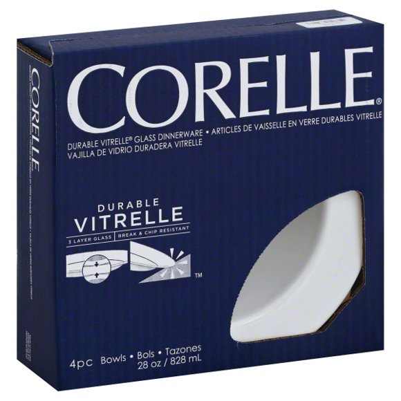 Corelle Impressions 28oz/828mL Wide Rim Entree Bowl 4 pack Winter FrostWhite 1116226