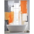 thumbnail image 4 of Burnt Orange Grey Sheer Curtains 108 Inch Length 2 Panels Set, Abstract Geometric Oil Painting Modern Voile Window Treatment Semi Sheer Long Curtains Drapes for Bedroom/Living Room/Kitchen 52"x108"x2, 4 of 7