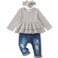 thumbnail image 1 of Conjunto de ropa Renotemy para niñas, talla 6, otoño invierno, gris, 6-7 años, 1 of 6