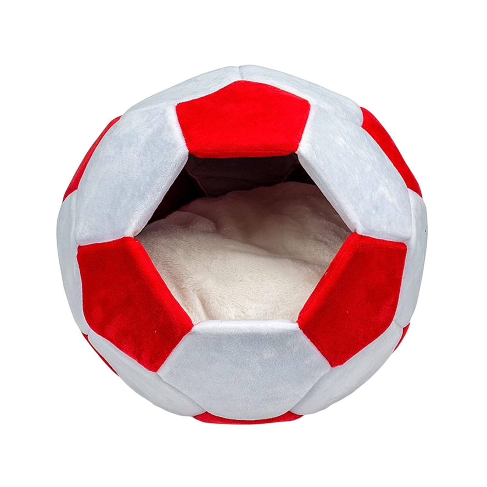 Portable Pet Bed Non Skid Washable Comfortable Football Shaped Warm Dog Bed Pet House Kitten Bed for Outdoor Cat Sleeping Indoor Accessories Red Large