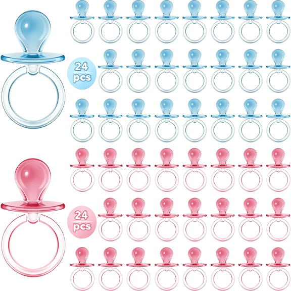 BESTSKY 48 Pieces Acrylic Pacifiers for Baby Shower Games 2.5'' Acrylic Pacifiers Bulk for Hunt Games Gender Reveal Party Decor Baby Shower Party Favors (Blue,)