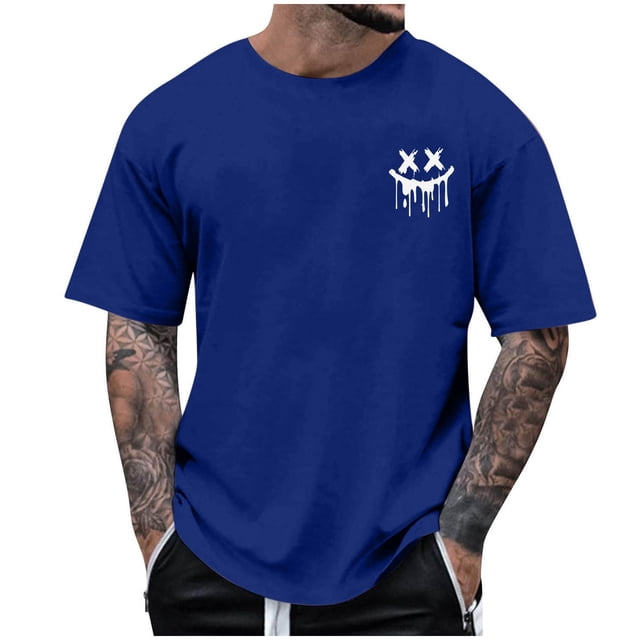 T-Shirts à Col Rond pour Hommes Séchage Rapide Imprimé Polyester, Coupe 3D Col Rond Haut Athlétique pour Gym, Course, Cyclisme & Décontracté