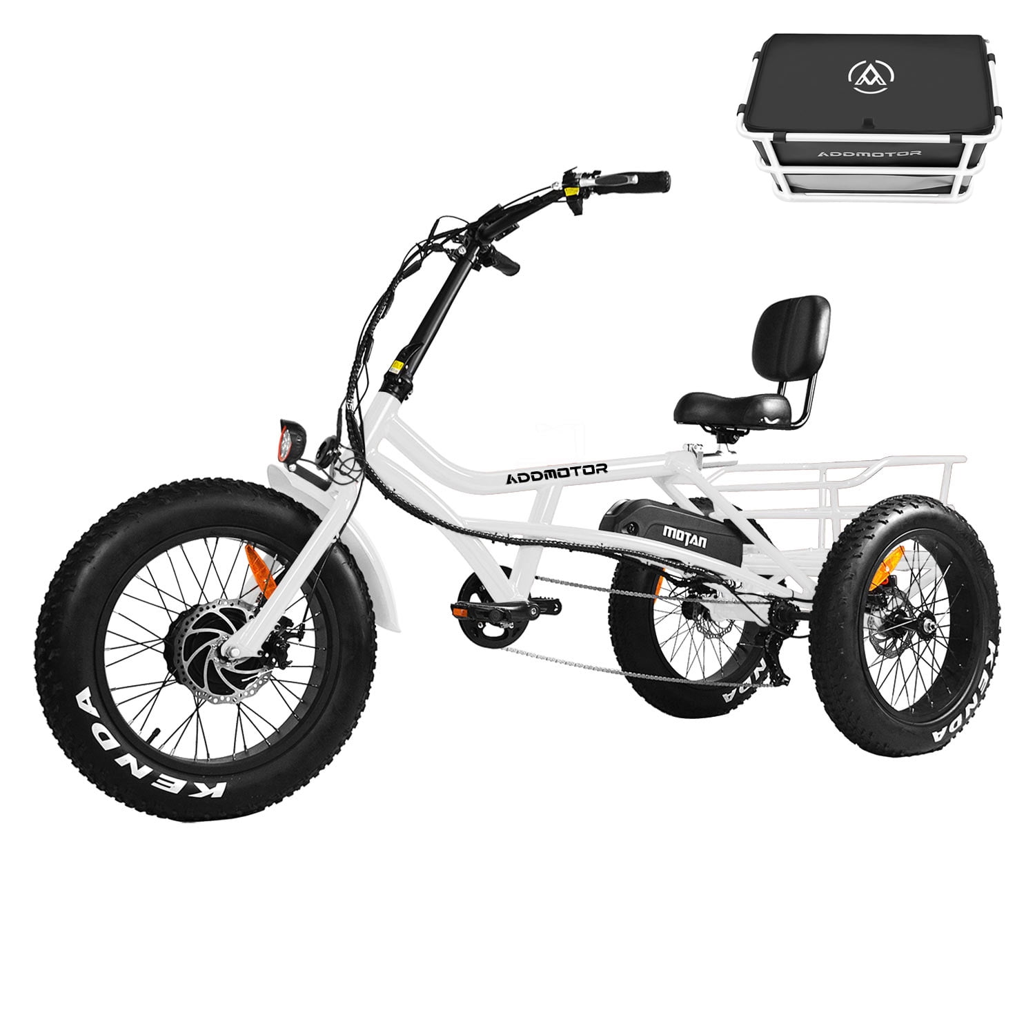 Addmotor Electric Fat Tire Tricycle 750W 48V White Electric Trikes for