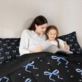 thumbnail image 5 of Manfei Blue Coquette Bow Knot 7-Piece King Bedding,Cartoon Bowtie Pattern King Bed in a Bag,Black Reversible, 5 of 7