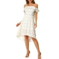 thumbnail image 3 of INSPIRE CHIC Women's Spaghatti Straps Ruffled a-Line Midi Floral Dresses S White Purple, 3 of 6