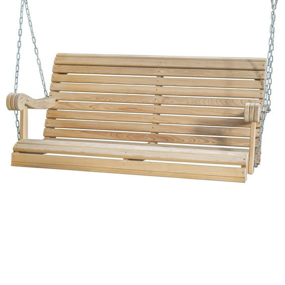 Hershy Way Cypress Porch Swing, USA Amish Made 4 Foot Wooden Swing with Zinc Chain, Supports up to 500 lbs