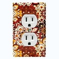 thumbnail image 1 of Metal Light Switch Plate Cover Colorful Black Red Mandala Flower Tile Pattern MDL027, 1 of 13