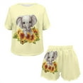 thumbnail image 4 of SEANATIVE Sunflower Elephant Women Pajama Set of 2 Pj Loungewear Tops and Pants Size S Comfortable Women Sleepwear Plus Size Soft Holiday Nightgown Playsuits, 4 of 7