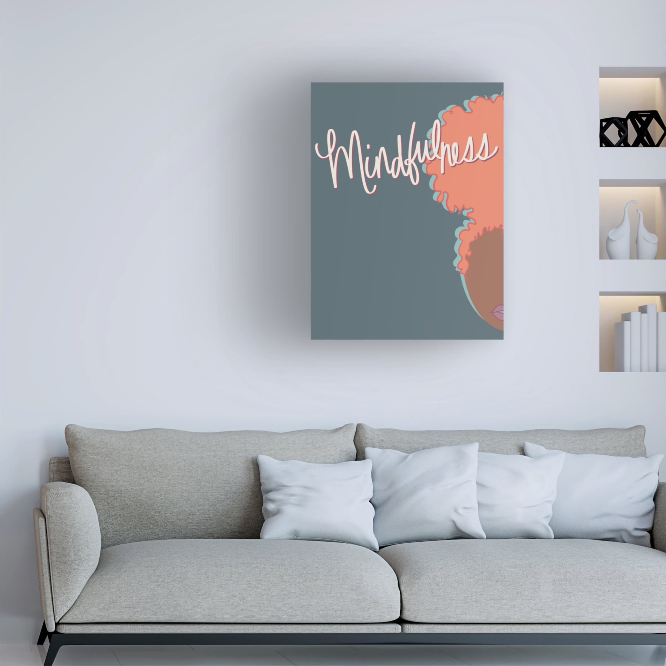 Canvas Wall Art - Marlee Ash Calligraphy & Design 'Curly Mindfulness' Wall Art for Living Room, Bedroom, or Office Décor by Trademark Fine Art - 35 x 47 Inches