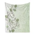 thumbnail image 1 of Leaf Soft Flannel Fleece Throw Blanket, Natural Fantasy Arrangement with Intricate Swirling Vines and Leaves, Cozy Plush for Indoor and Outdoor Use, 50" x 70", Pale Green Army Green, by Ambesonne, 1 of 6