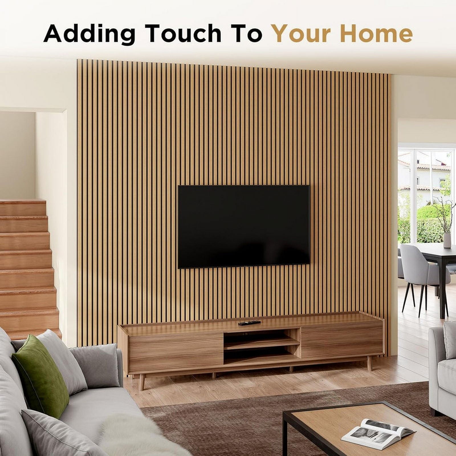 Plank & Hue 4Pcs 94.5"x12.6" Wood Soundproof Wall Panels Wood Slat Acoustic Panels, American Oak