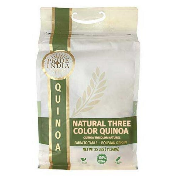 Organic Royal Bolivian White Quinoa - 25 Pound Bulk Bags - Bold Flavorful Prewashed Whole Golden Grains 6g Protein 3g Fiber - Superb Value 250+ Servings per Bag by Pride Of India