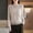 Khaki striped knit sweater women a1, variant on thefmos Women's Round Neck Striped Knit Sweater Long Sleeve Solid Color Casual Pullover Fashion Fall Winter Outfit, Black M