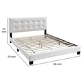thumbnail image 5 of Queen Leatherette Bed with Checkered Tufted Headboard White- Saltoro Sherpi, 5 of 6