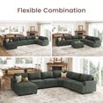 thumbnail image 3 of HONBAY Sectional Sleeper Sofa Bed 6-Seater Upholstered Corduroy Corner Couch with Storage Ottoman for Living Room, Green, 3 of 10