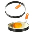thumbnail image 1 of Uxcell 2Pcs Anillos para Huevo 6" Acero Inoxidable Antiadherente Anillo de Cocina para Pancakes con Mango de Silicona para Freír Huevos Sándwiches Tortillas Desayuno, 1 of 7