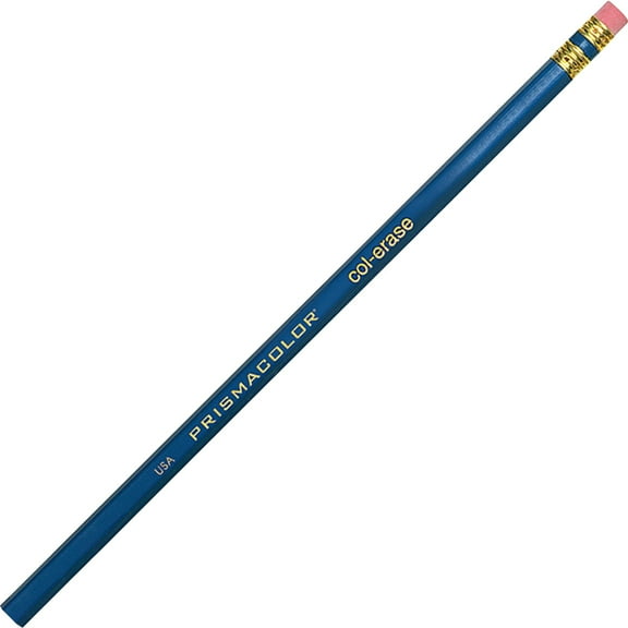 Prismacolor Col-Erase Pencil with Eraser, Blue, 12 Count