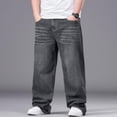 thumbnail image 4 of JTSRKL Mens Big & Tall Denim Bottoms Elastic Waist Button Pocket Classic Jeans Loose Relaxed Loose Fit Casual Versatile Trousers, 4 of 7