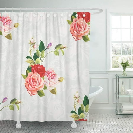 Accent Three Roses - KSADK Colorful Retro Floral Pattern Three Rose Watercolor Abstract Accent Arrangement Bathroom Shower Curtain 60x72 inch