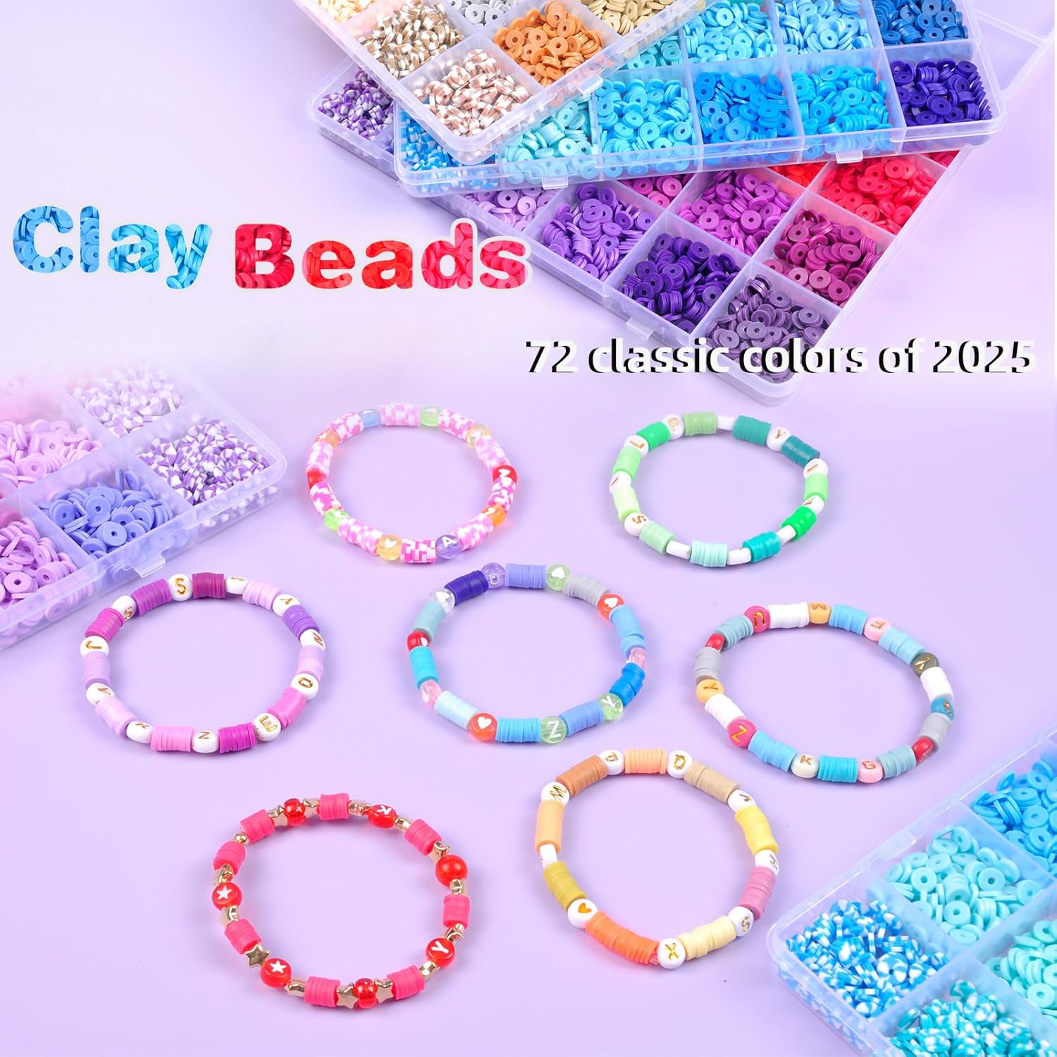 6 Box Set Friendship Bracelet Making Kit - 13000 Pcs, DIY Jewelry Making Set - Includes Clay, Seed, Pony Beads, Charms, and String