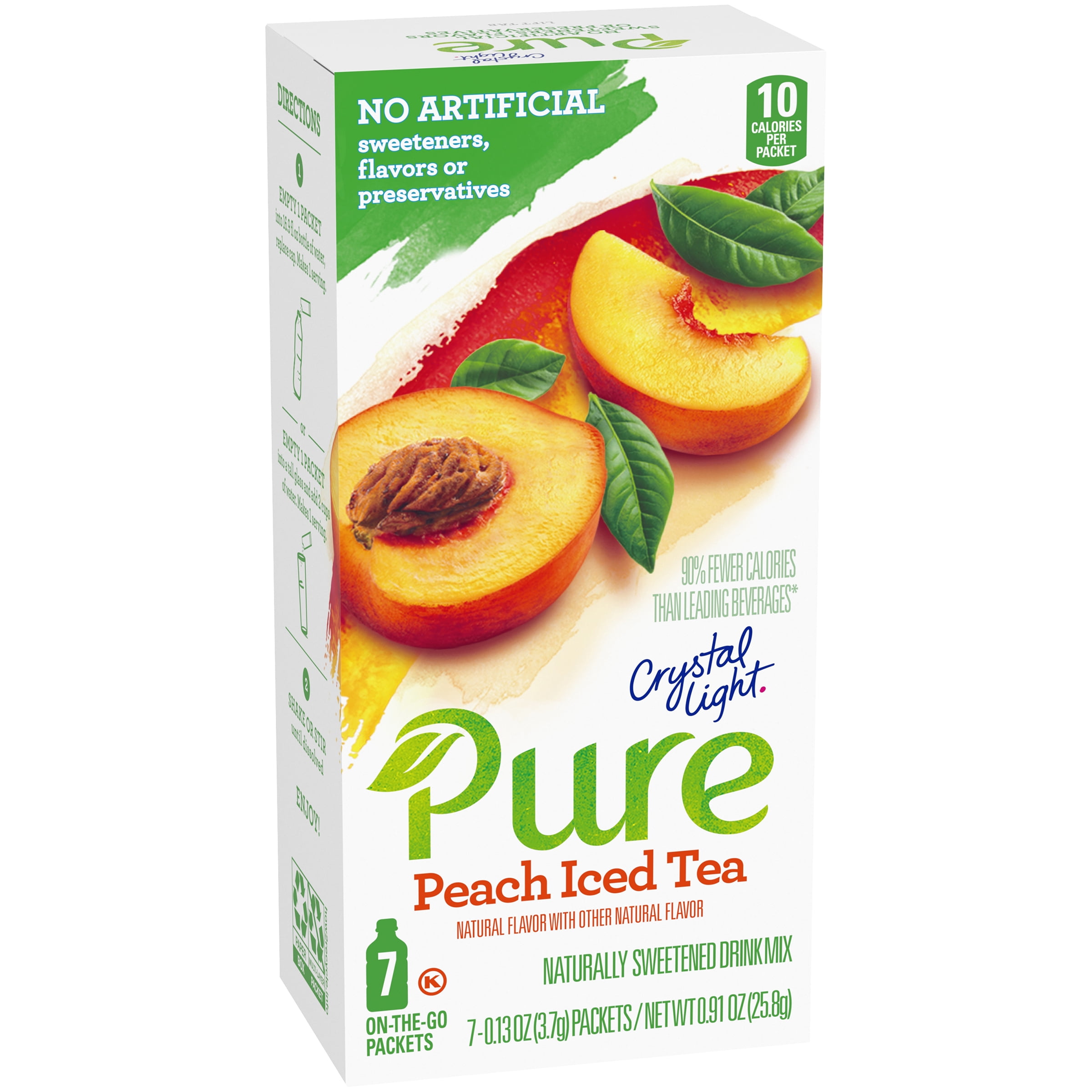Crystal Light Pure Peach Iced Tea OnTheGo Powdered Drink Mix, 7 ct