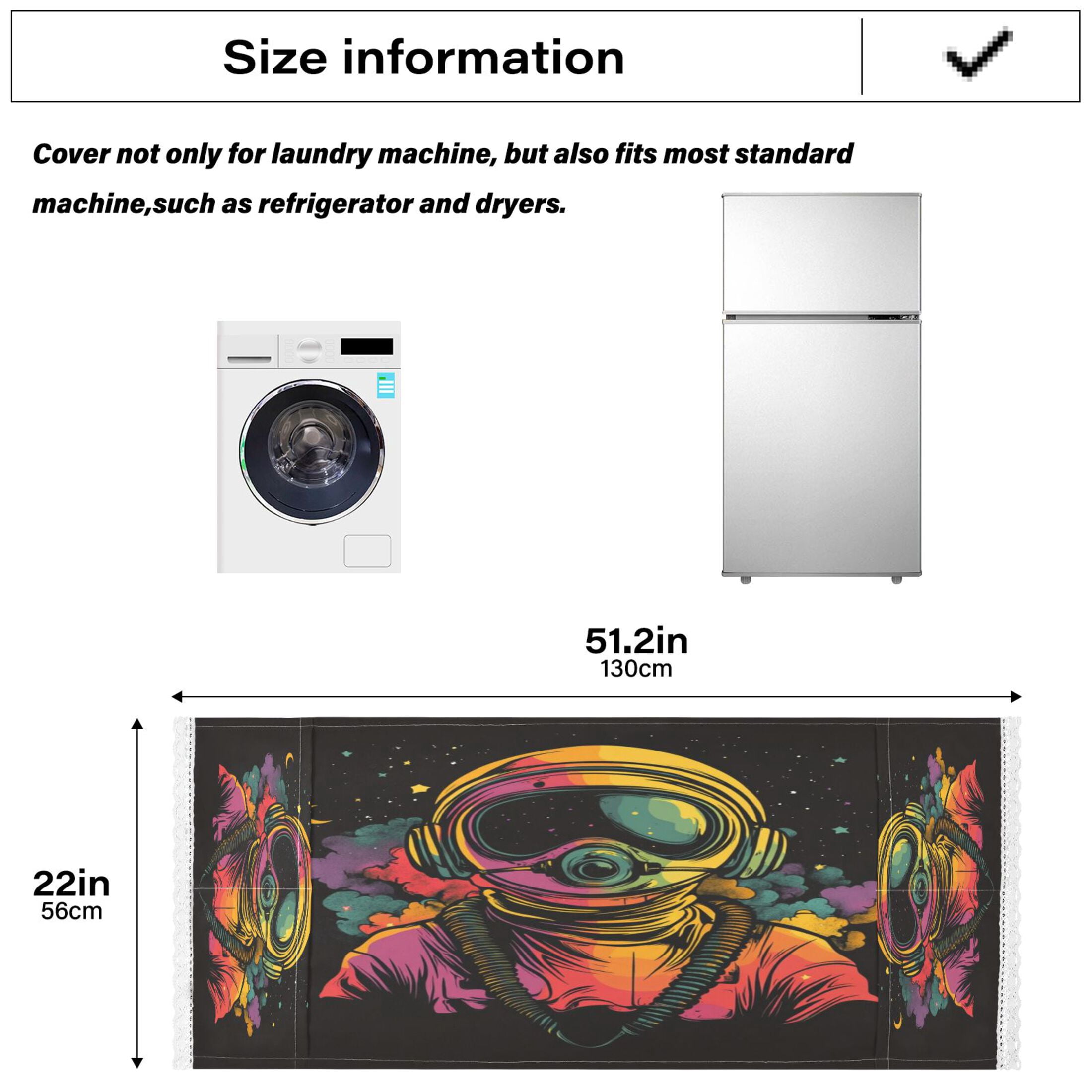 WOBOGO Outer Space Astronauts Pattern Washing Machine Cloth Dryer Refrigerator Top Cover Protective Non-Slip Mat For Kitchen Laundry
