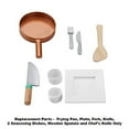 thumbnail image 3 of Replacement Parts for Fisher-Price Head Chef Playset - GKW08 ~ Replacement Bag Includes Frying Pan, Plate, Fork, Knife, 2 Seasoning Dishes, Wooden Spatula and Chef's Knife, 3 of 5