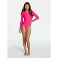 thumbnail image 2 of No Boundaries Ohana Cutout One-Piece Swimsuit with Long Sleeves, Women's XXS-XXL, 2 of 5