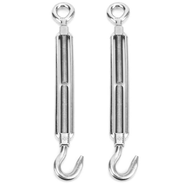 Sonew 2PCS M12 Stainless Steel 304 Hook Eye Turnbuckle Adjust Chain Rigging  Wire Rope Tension,Adjustment Hook Eye Screw,Stainless Steel Turnbuckle 