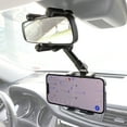 onn. 360 Degree Rearview Mirror Mobile Plastic Black Phone Mount