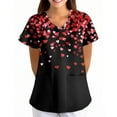 thumbnail image 3 of Womens Valentine's Day Scrub Tops Cute Heart Print Short Sleeve Nurse Working Uniforms Valentine's Day Soft Stretchy Holiday Scrub T Shirts, 3 of 5