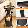 thumbnail image 6 of Round End Table with Charging Station - 3-Tier Nightstand for Bedroom, 6 of 9