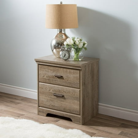 South Shore Versa 2-Drawer Nightstand - End Table with Storage Brown