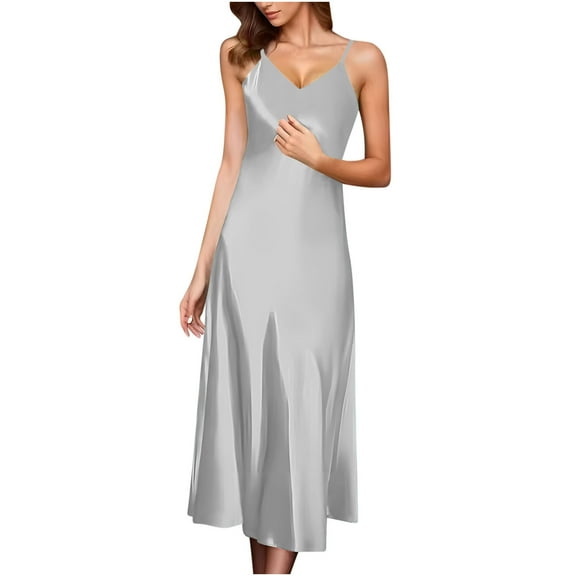Diufon Cocktail Dresses for Women Summer V Neck Sleeveless Maxi Dress Solid Color Tight Dress