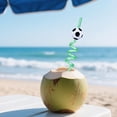thumbnail image 4 of Spiral Drinking Straws with Soccer Ball Topper Set of 7 for Parties Events and Everyday Use Straws for Cold Beverages Drinking Straws #B5 Green_023, 4 of 9