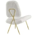 thumbnail image 5 of Modway Ponder Sheepskin Fur & Stainless Steel Lounge Chair in White and Gold, 5 of 6