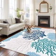thumbnail image 2 of Large Area Rug 8'x10', Navy Blue Coastal Non-slip Runner Carpet for Living Room/Bedroom/Office, Turquoise Coral Ocean Modern Sea Outdoor Indoor Rectangle Area Rug Floor Mat for Kitchen/Dining Room, 2 of 9