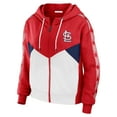 thumbnail image 2 of Women's WEAR by Erin Andrews Red/White St. Louis Cardinals  Color Block Full-Zip Hoodie, 2 of 3