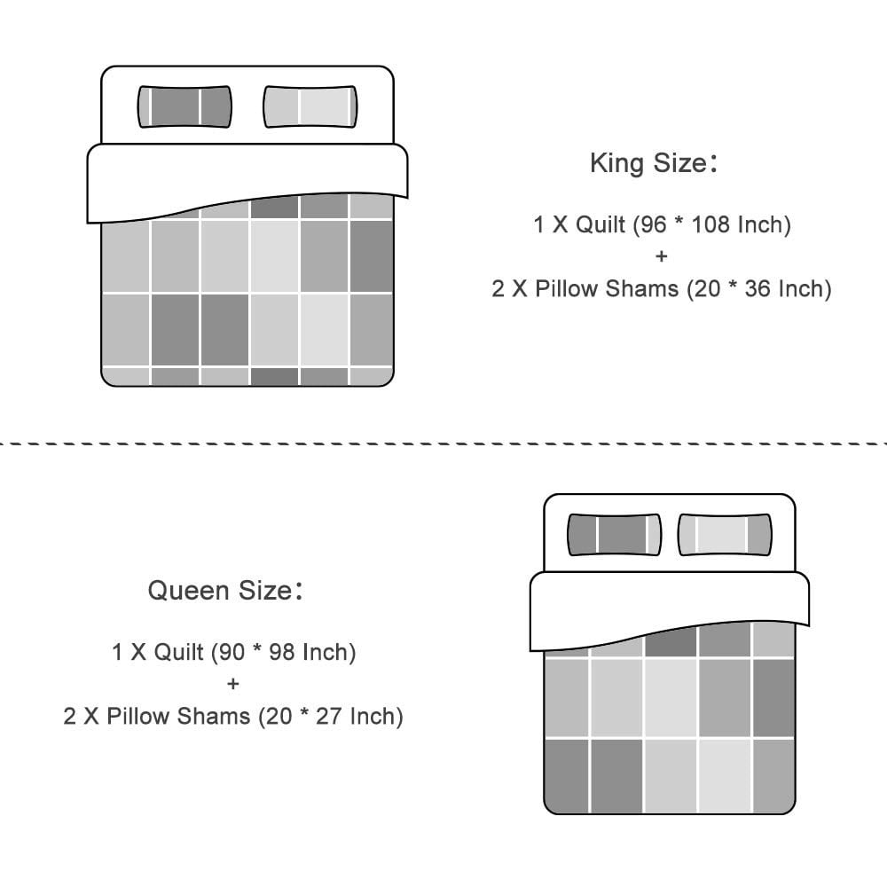 HoneiLife Quilts Queen Size - 3 Piece Microfiber Quilt set Reversible Bedspreads Patchwork Coverlets Floral Bedding Set All Season, Navy Blue