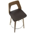thumbnail image 6 of Trilogy Mid-Century Modern Counter Stool in Walnut and Brown Faux Leather by LumiSource - Set of 2, 6 of 8