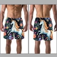 thumbnail image 3 of luoweisi Men's Beach Shorts Quick Dry Swim Trunks with Mesh Lining Unicorn L, 3 of 5