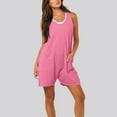 thumbnail image 4 of Diufon Knit Womens Shorts Rompers V Neck Sleeveless Bodysuits Solid Color Playsuits with Pockets, 4 of 7